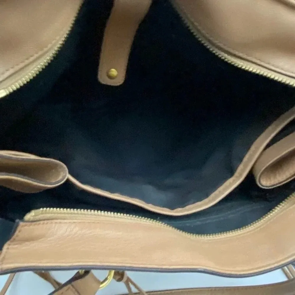 Rebecca Minkoff Tote Bag‎ Womens Tan Leather Zip Sides Shoulder Purse Handbag